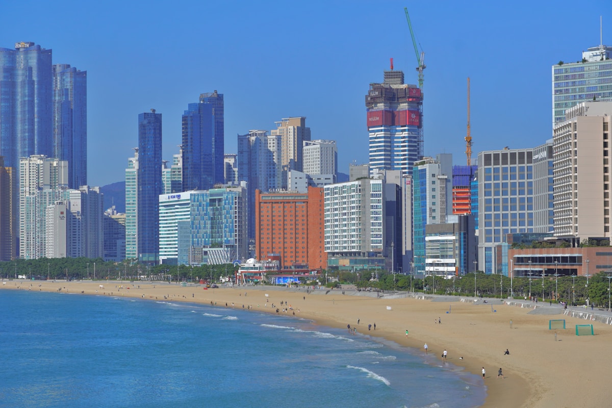 Haeundae Beach Busan blue water skyscrapers skyline