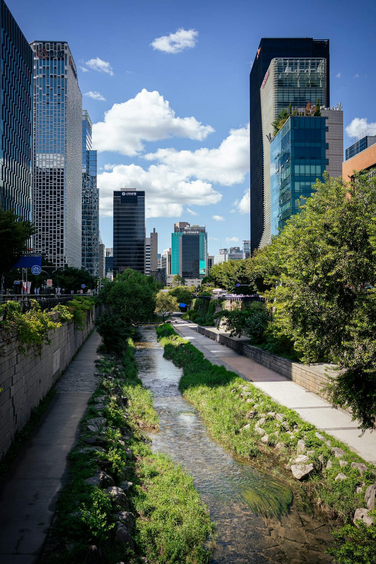 Cheonggyecheon Stream Seoul lit at night