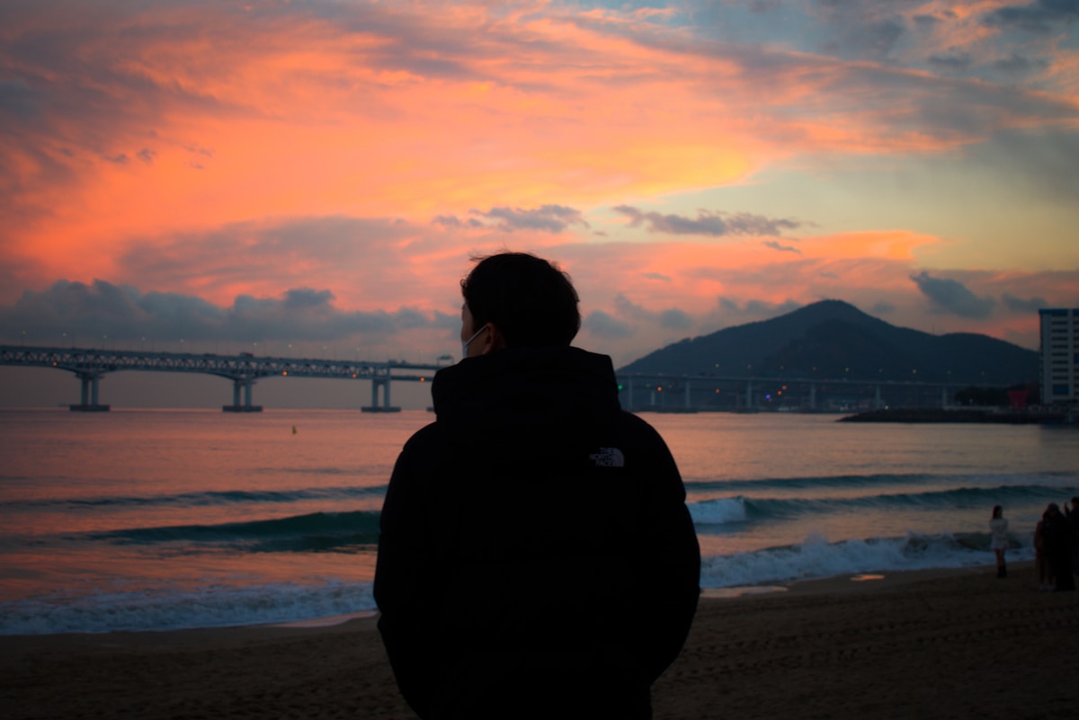 Gwangalli Beach Busan bridge lit at night