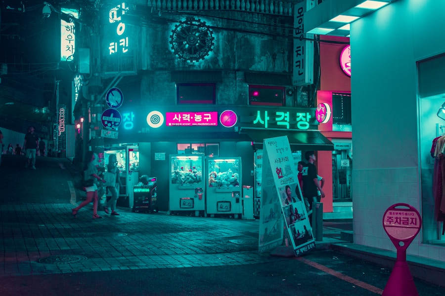 Hongdae Seoul nightlife street at night