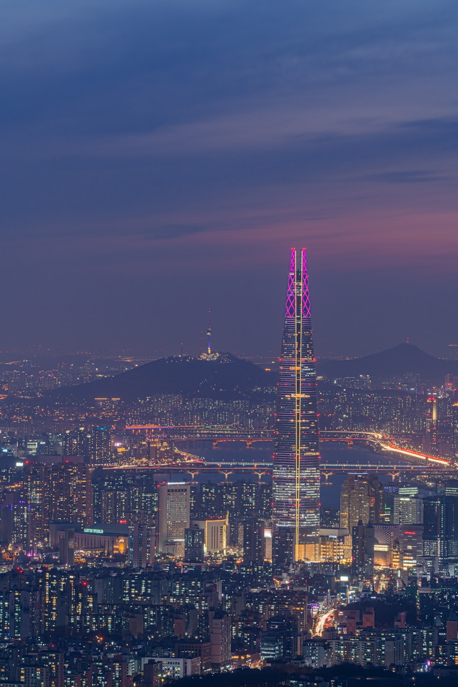 Naksan Park Seoul city wall at night panoramic view