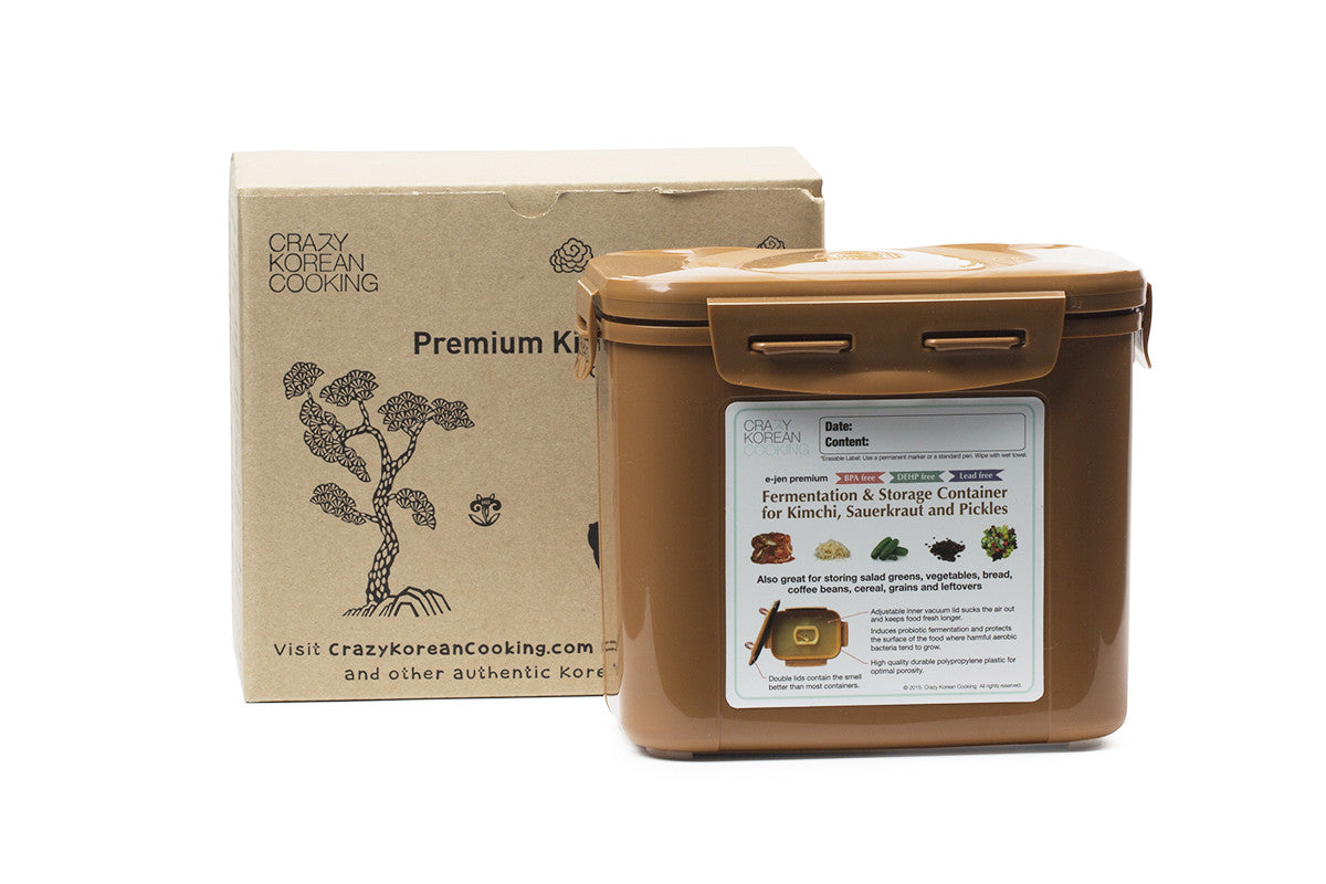 Crazy Korean Cooking kimchi container with retail packaging