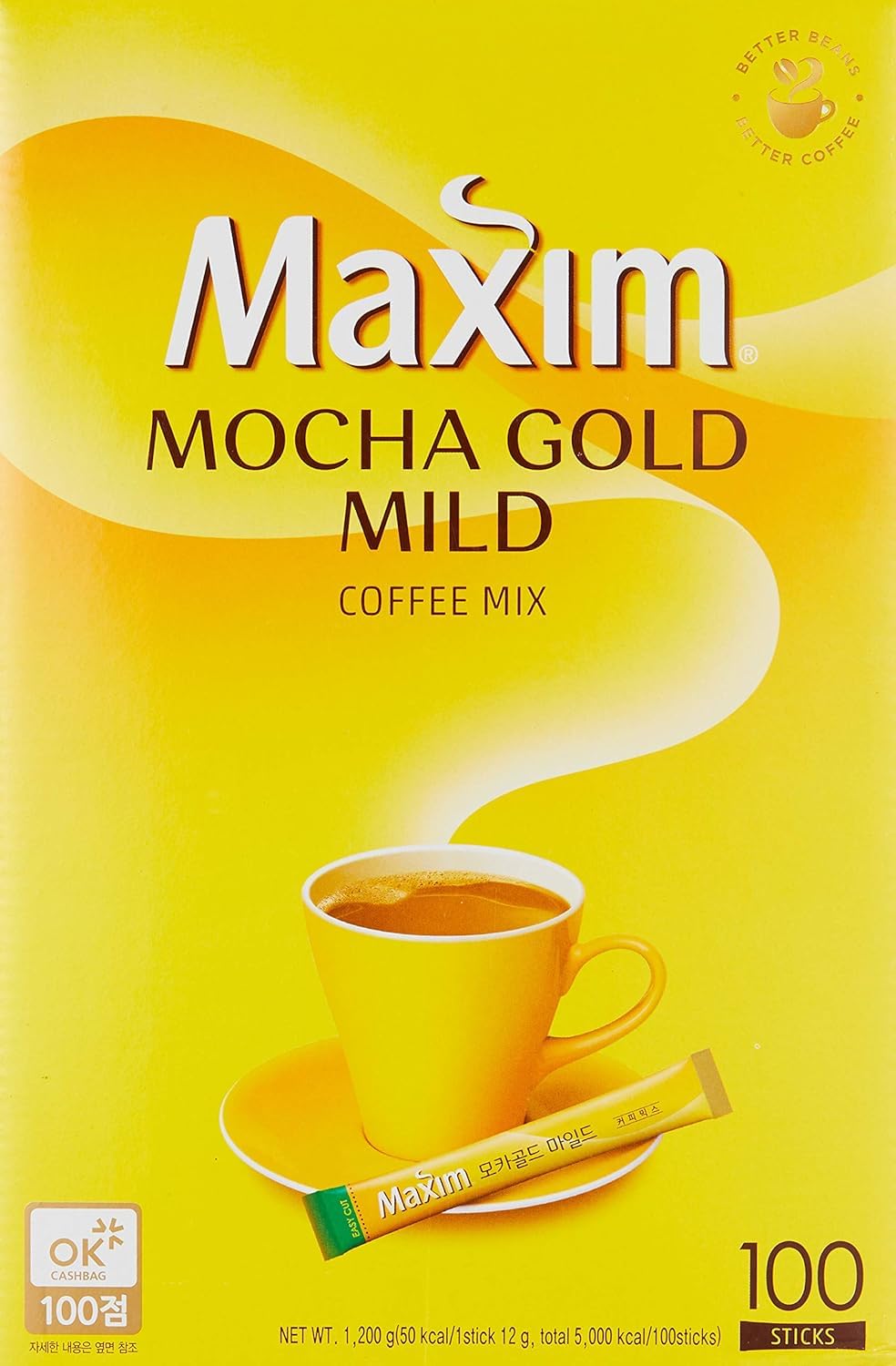 Maxim Mocha Gold Mild Korean Instant Coffee 100 Sticks