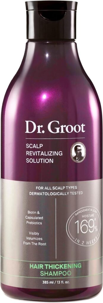 Dr. Groot Hair Thickening Shampoo bottle, Korean scalp-care shampoo with biotin