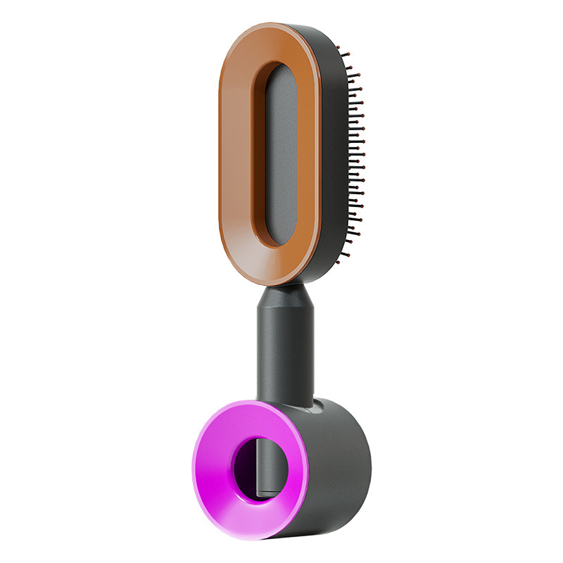 Self-cleaning detangling hair brush with retractable bristles