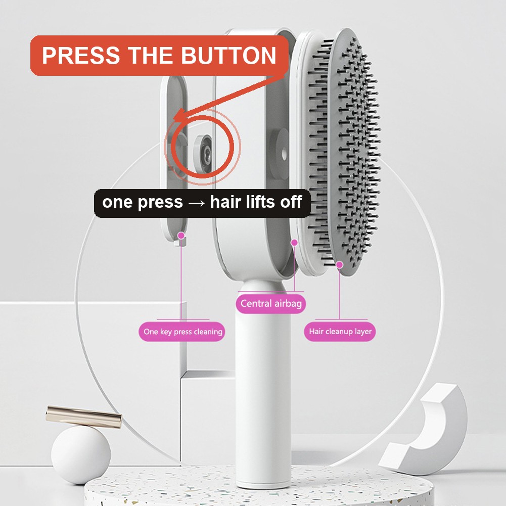 Press the button on the back — one press and the hair lifts off