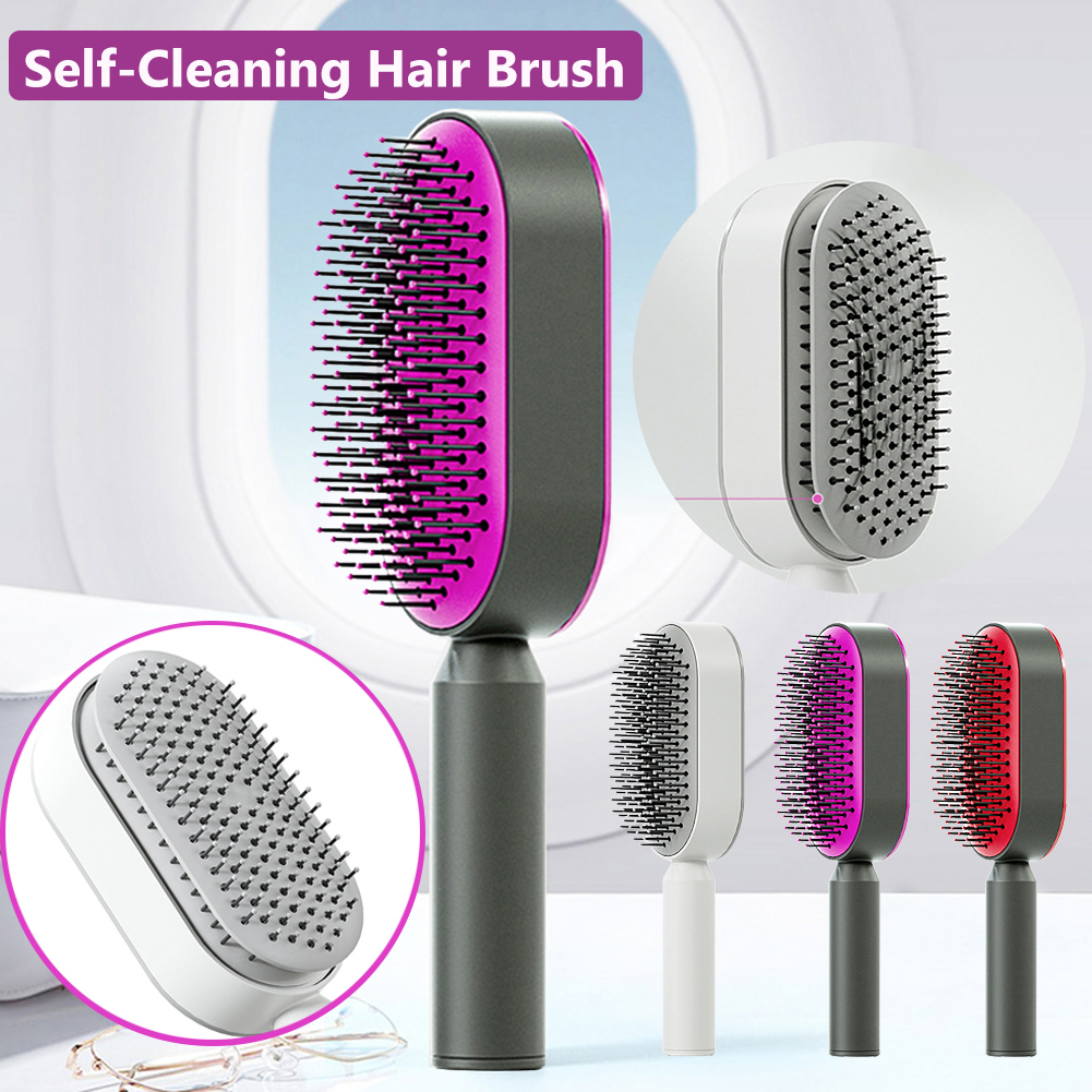 Self-cleaning hair brush design