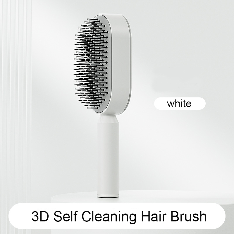 Self-cleaning hair brush, front view
